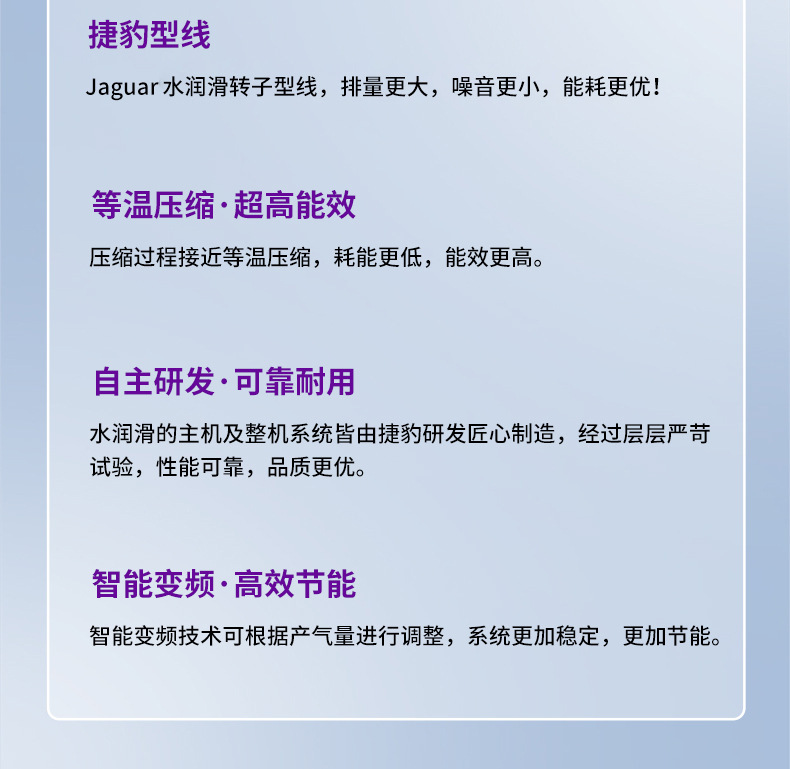 Jaguar Oil-Free Air Compressor Water-Lubricated Screw Air Compressor 15/22/37Kw Air Compressor 37 Kilowatt Screw Type
