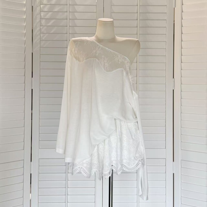 Lace Patchwork Long-Sleeved Sun Protection Shirt ➕ Designed Cotton Embroidered Skirt Pants