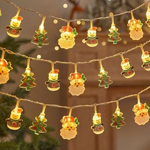 Customized Exclusive New Product Santa Claus Snowman Christmas Tree Decoration Lights Window Creative Hanging Ornaments Pendant Colorful Light String