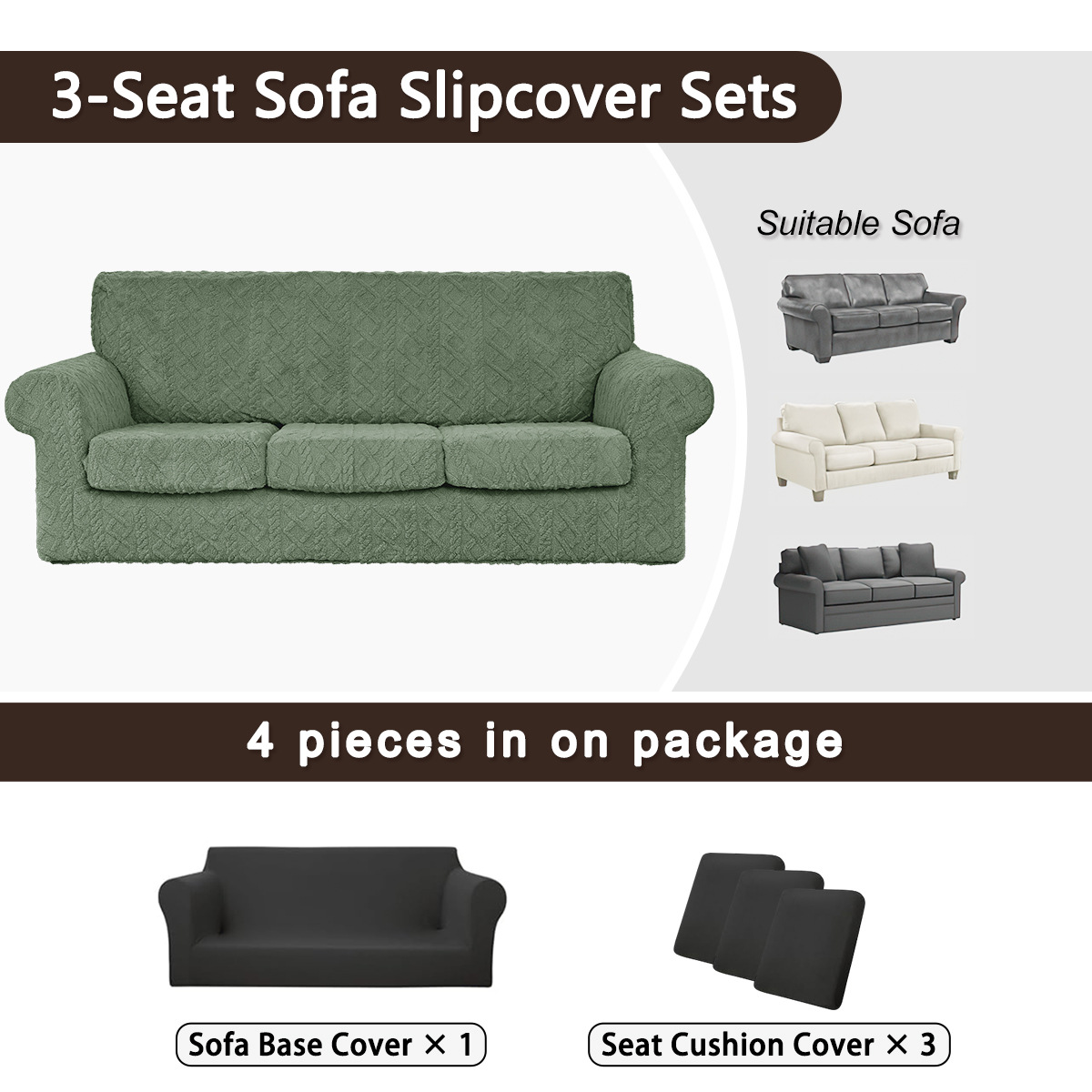 Amazon transfronterizo algodón de terciopelo Jacquard trenzado cinco piezas cubierta de sofá todo incluido cubierta de sofá elástico combinado