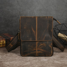 头层油蜡皮牛皮 男士相机户外9寸小单肩斜跨包可做腰包 8713