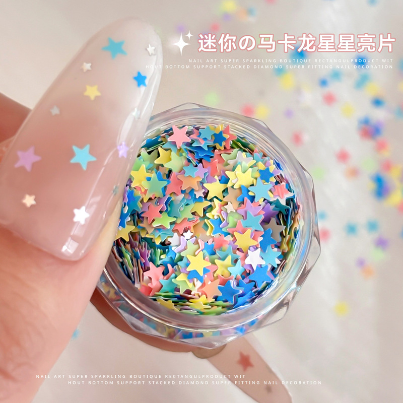 Nail Art Star Sequins Accessories New Dazzling Mini Dopamine Mixed Color Five-Pointed Star Ins Nail Decoration Stickers