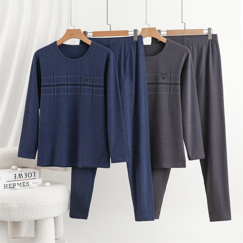 Thermal Underwear Men's Base suit Velvet Casual Base Shirt Autumn and Winter suit plus size Long Sleeve Pants Pajamas