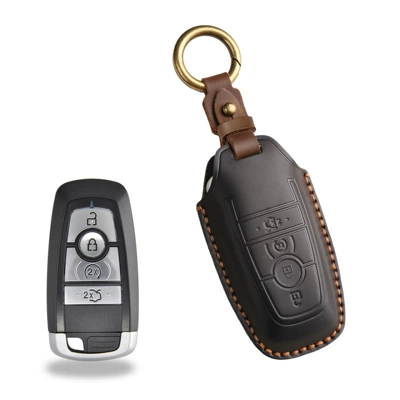 Leather Shell Pure Handmade Key – Car key bag - 4-key-black