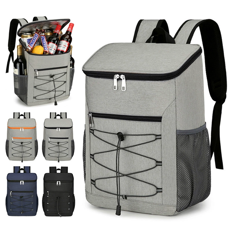 Рюкзак со светоотражающими полосами на молнии с термоизоляцией и холодной изоляцией Сумка для льда для хранения свежести на открытом воздухе Пикник Кемпинг Хранение еды Рюкзак с холодильником