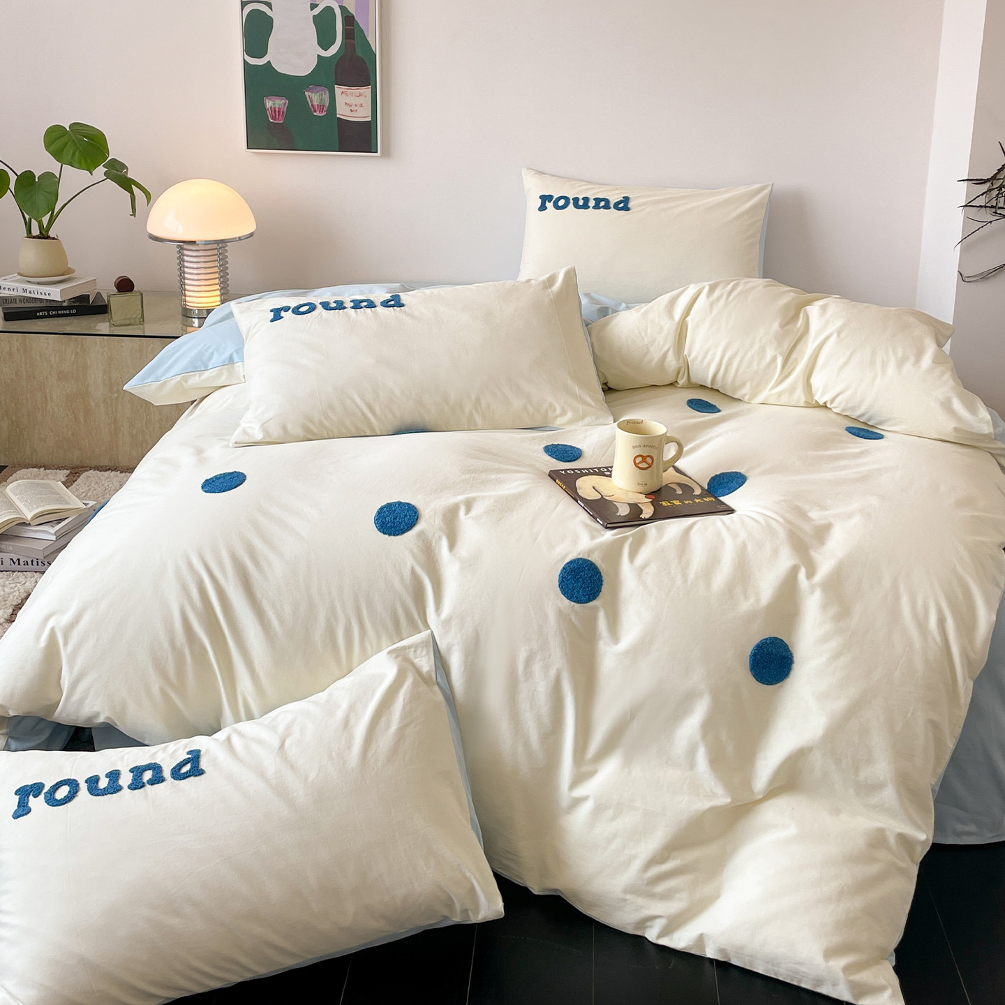 Toalla de algodón lavada con agua bordada cama de algodón cuatro piezas set sábanas de algodón cuatro estaciones colcha de cama general gaza de cama de alta calidad