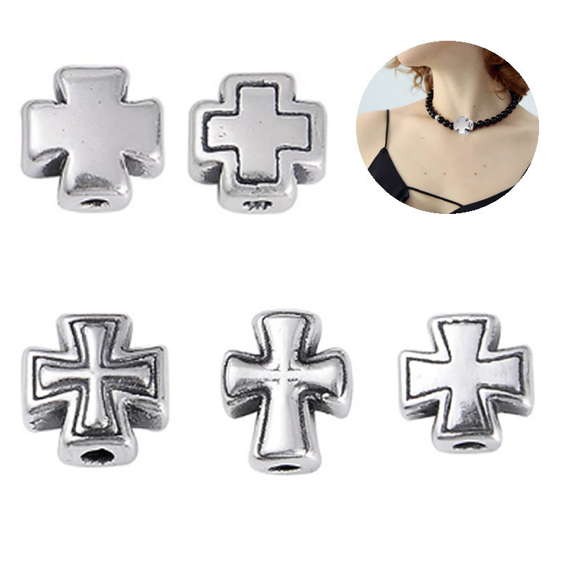 Yabin 999 Pure Silver Cross Spacer Beads DIY Jewelry Accessories Cross 3D Retro Trendy Couple Jewelry Loose Beads