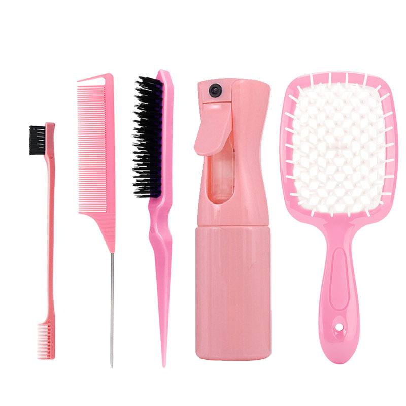 Temu cepillo de lavado de cabello botella de pulverización continua peinado de punta de cola peinado vacío peinado estilo peinado de cabello conjunto de cabello