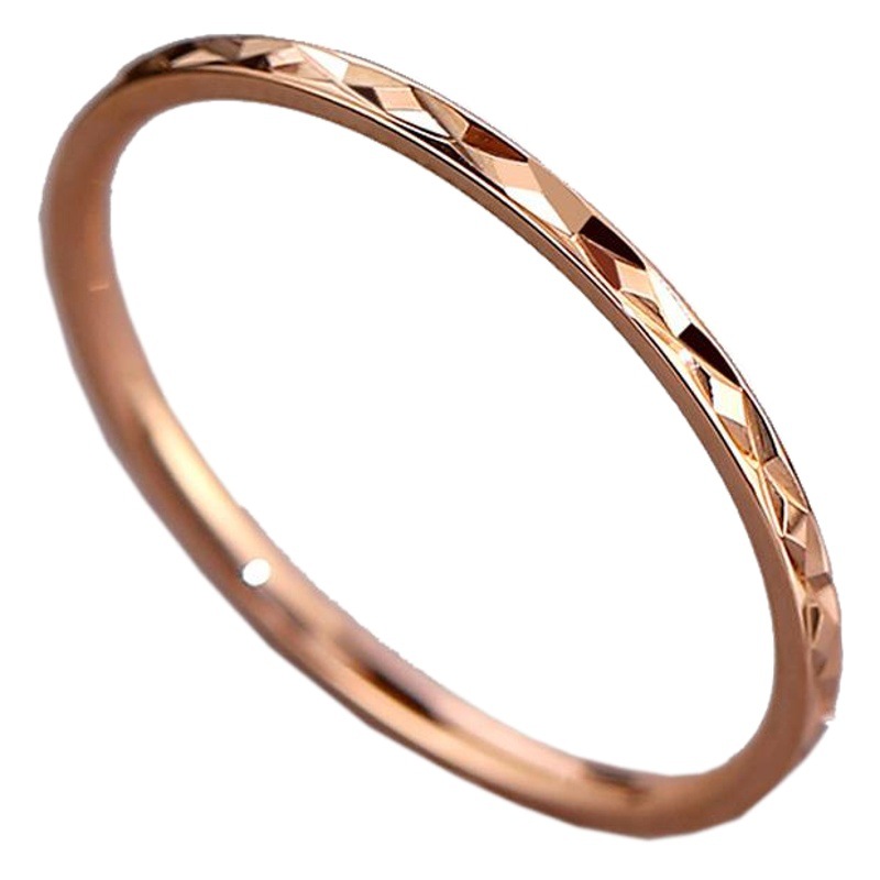 Wish Elegant Korean Style Simple Titanium Steel Ring Women's Diamond Stainless Steel Ring Couple's Fashion Internet Celebrity Ring