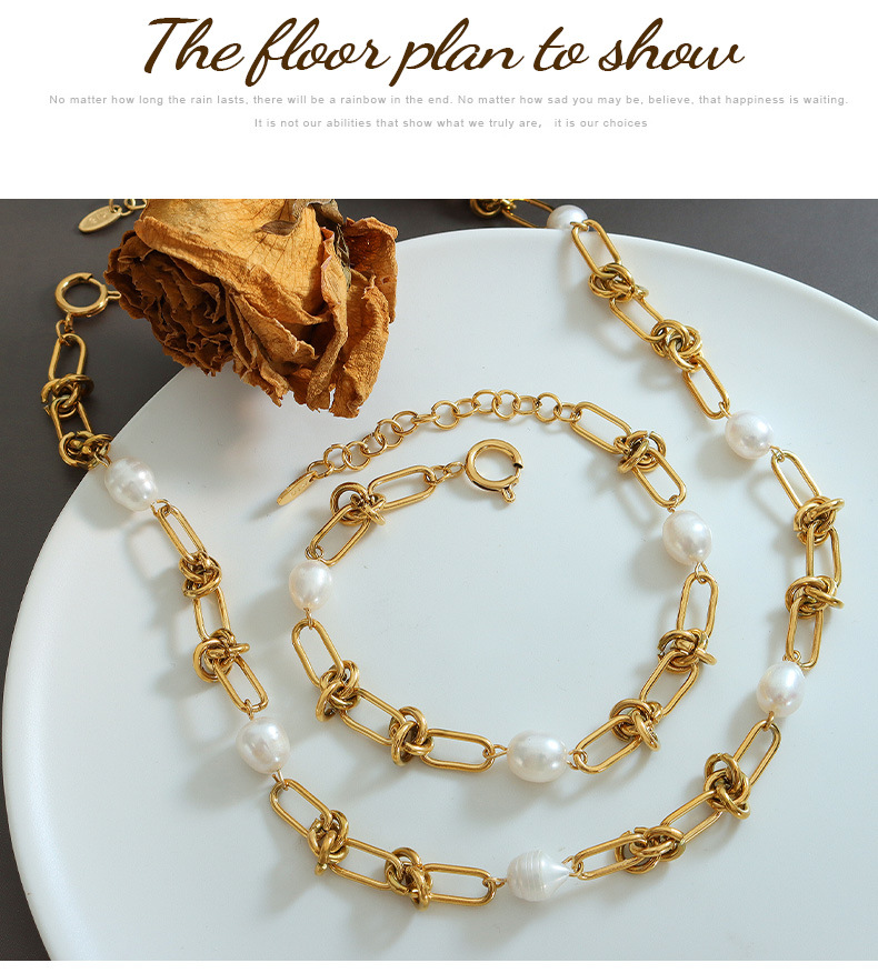 Fashion Geometric Titanium Steel Beaded Bracelets Necklace 1 Piece