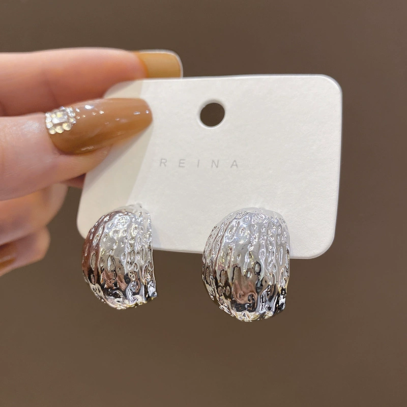 Серьги S925 с серебряной иглой, ретро универсальный металлический стиль, лёгкие 4×2×4 см