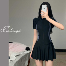 2025新款泳衣 女连体保守学生裙式显瘦韩国ins运动款超仙温泉泳装