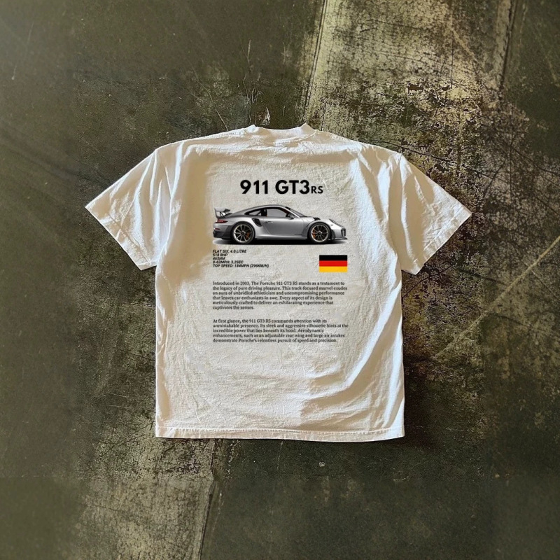 250g Heavyweight Pure Cotton! American-Style Oversize Car 911Gt3Rs Printed Loose Short-Sleeved T-Shirt for Men Y2K 250g Heavyweight Pure Cotton! American-Style Oversize Car 911Gt3Rs Printed Loose Short-Sleeved T-Shirt for Men Y2K
