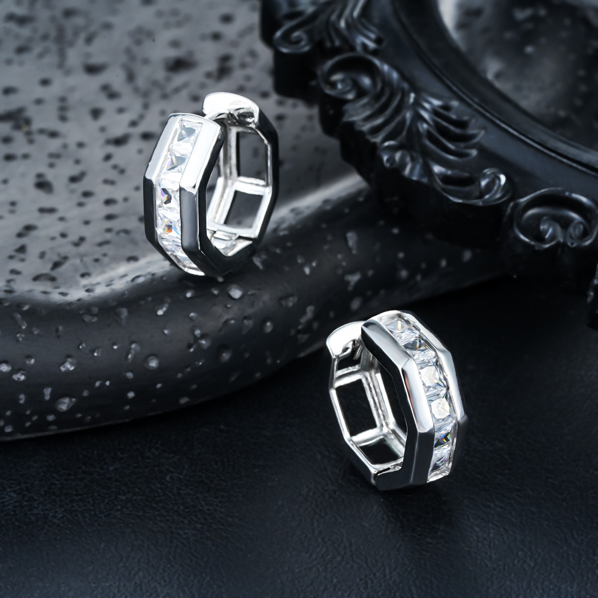 Polygoal créoles en zircon boucles d'oreilles élégantes de luxe_voghion.com
