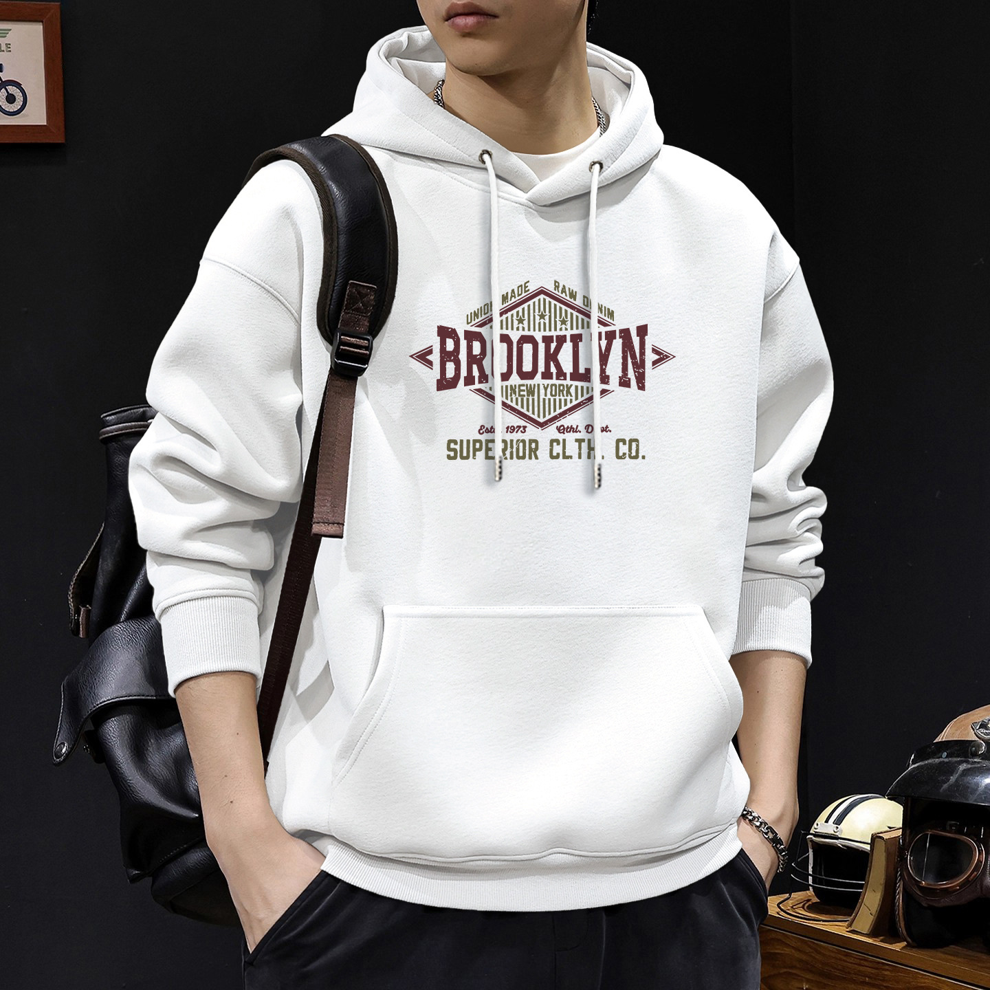 Chaqueta encapuchada para hombres otoño y invierno nuevo estilo de estilo de Hong Kong estilo coreano chaqueta grande suelta abrigo casual