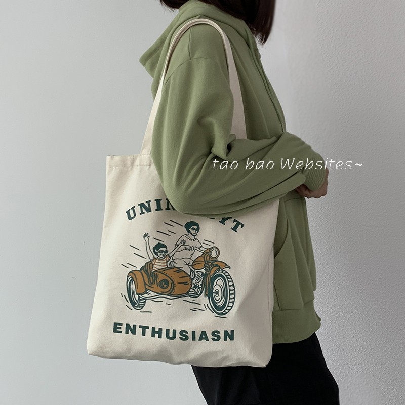Nueva bolsa de lona de las mujeres de verano nicho de arte suplemento auto-estudio de viaje de gran capacidad de la clase de estudiante bolsa de libros de lona image 11