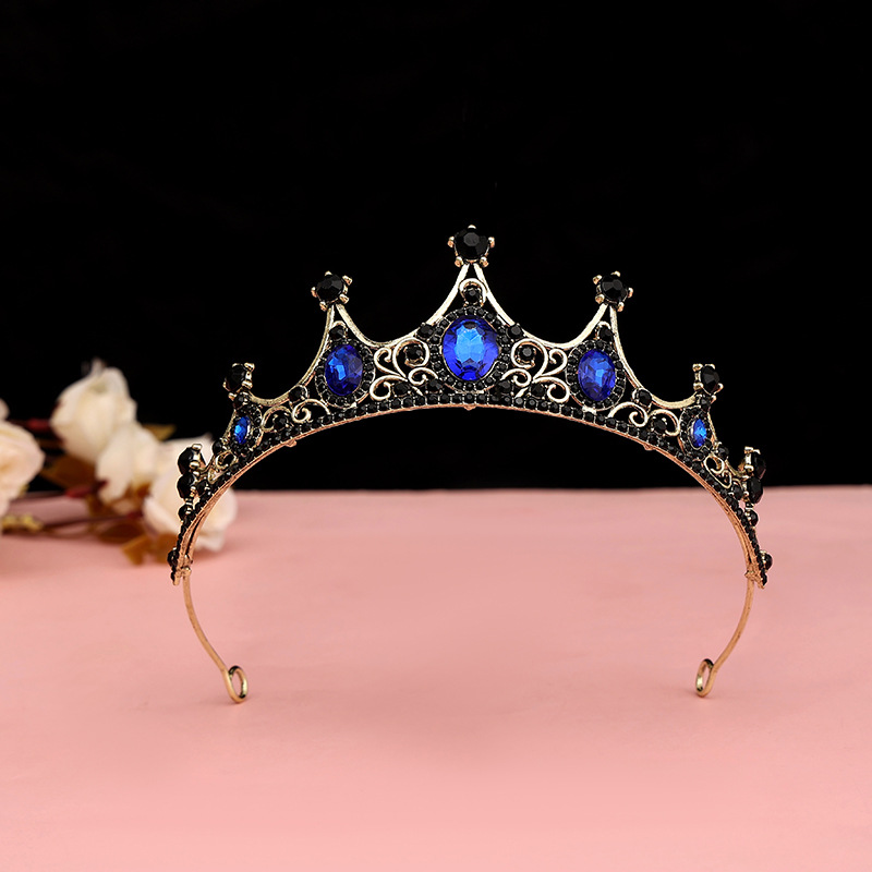 Online Rojo Negro Barroco corona tocado novia estilo coreano 18 años de edad, mujer adulta Ceremonia de cumpleaños princesa Corona al por mayor