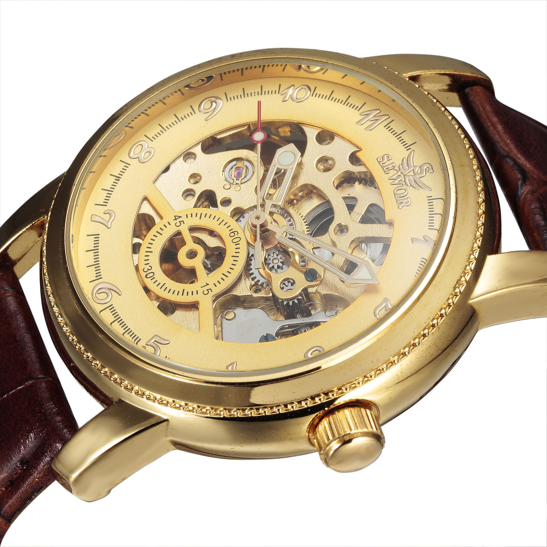 SEWOR reloj mecánico de vidrio hueco transparente reloj de hombre comercio exterior comercio electrónico venta caliente reloj mecánico automático