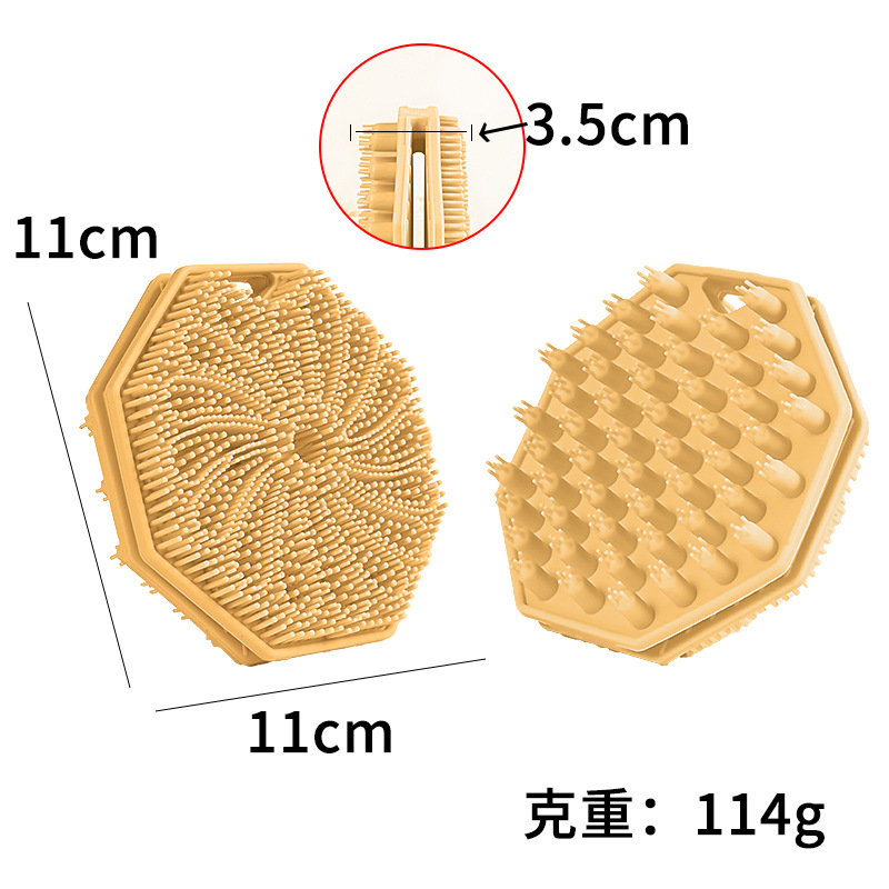 Cepillo de baño de silicona cepillo de baño de doble cara cepillo de baño de silicona artefacto casero cepillo de baño de mango largo frota espalda cepillo de baño de masaje poligonal