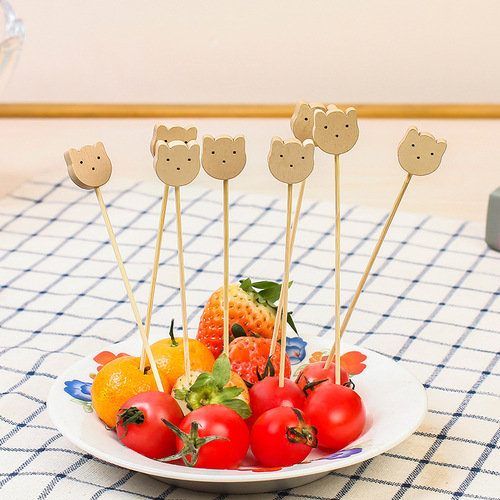 Bear skewer wooden cat fork bamboo skewer cute fruit skewer bear skewer flower skewer cocktail skewer fruit fork sushi fork