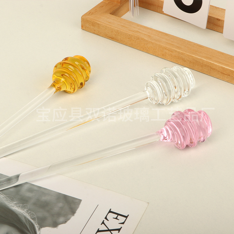 Glass Stirring Rod Manufacturer Produces Long-Handled Glass Stirrer Honey Milk Tea Coffee Stirring Rod Supports Customization
