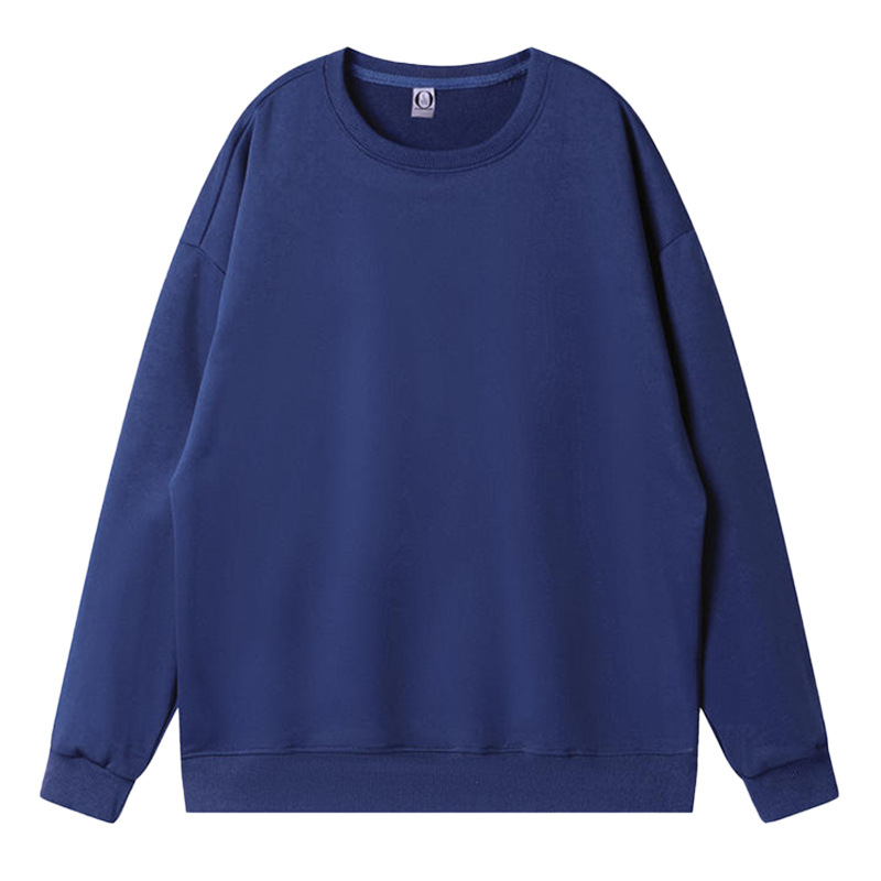 Camiseta de manga larga de algodón puro de color sólido para otoño e invierno, uniforme escolar de cuello redondo, sudadera promocional con logotipo impreso, uniforme de trabajo para grupos