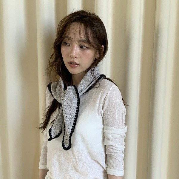 韩国简约时髦百搭领巾女小披肩护颈搭配小众锁边条纹围巾菱形头巾|undefined