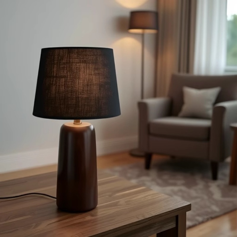 Lámpara de mesa de alta gama retro de madera maciza clásica, lámpara de noche de decoración de dormitorio