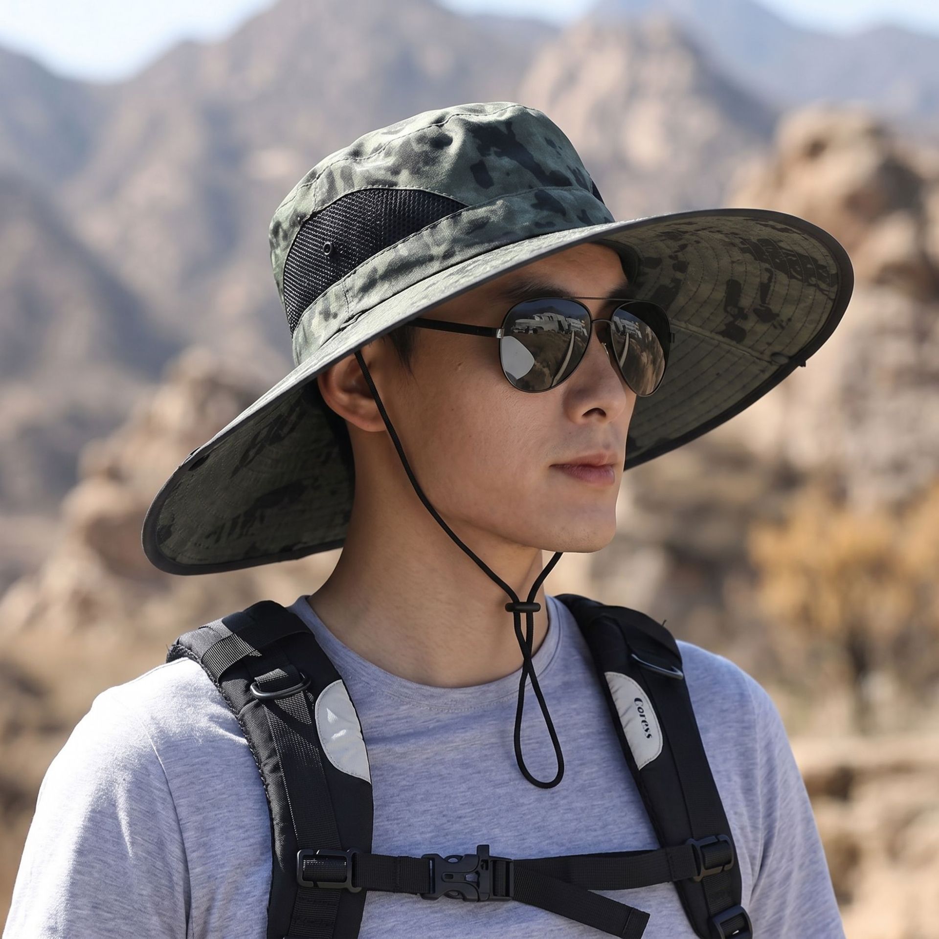 15cm Large Brim Hat Men's Outdoor Sun Protection Hat Summer Sun Hat Fishing Hat Mountaineering Fisherman Hat
