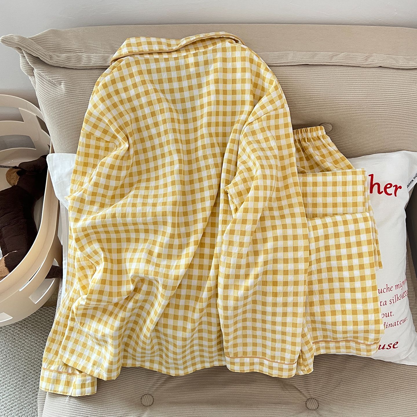 Nuevos pijamas para mujer, primavera y verano, manga larga, nubes, algodón, traje lindo para estudiantes, servicio a domicilio, se puede usar fuera del sudeste asiático transfronterizo