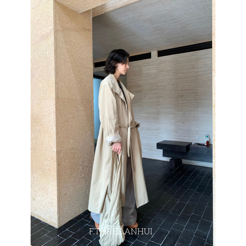 F.THREE三姐妹-计感复古摩登廓形长款外套风衣(配腰带,包包)99063|undefined