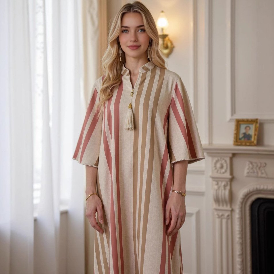 Cross-border Middle Eastern Muslim Clothing, Summer Fashion Casual Dress, Vacation Wear, Dubai Women's Robe, Abaya_ecoleips.com