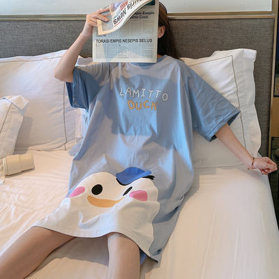 2022 nuevo camisón de verano de las mujeres de dibujos animados de manga corta venta caliente pijamas delgados ropa para el hogar suelta sudeste asiático transfronterizo