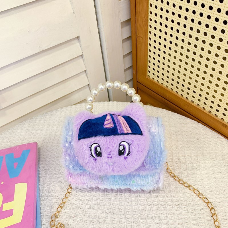 2025 nuevo bolso de niñas de estilo extranjero, bolso de hombro para niños, bolso de peluche, bolso de mano para niñas