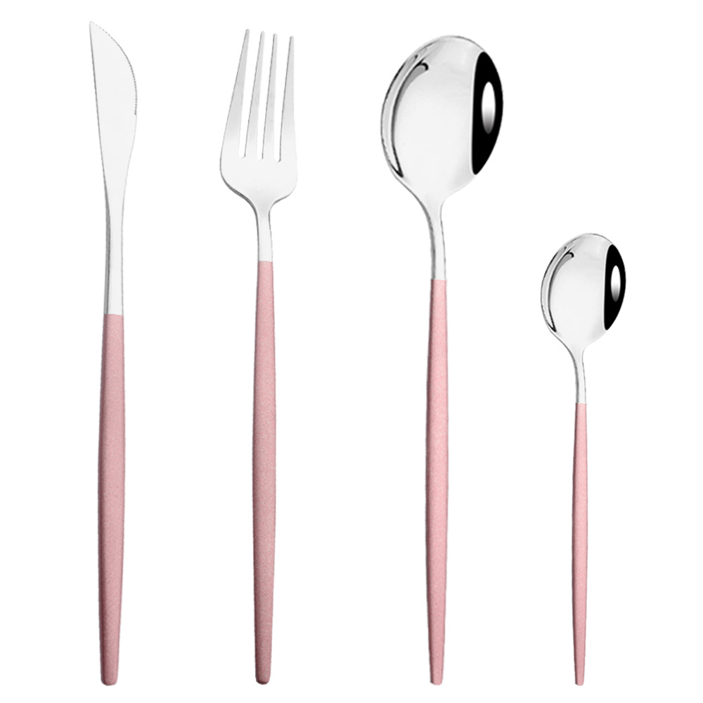 Vajilla de acero inoxidable portugués cuchillo de carne y tenedor portátil ins Hotel Occidental de oro occidental comida cuchillo y tenedor combinación