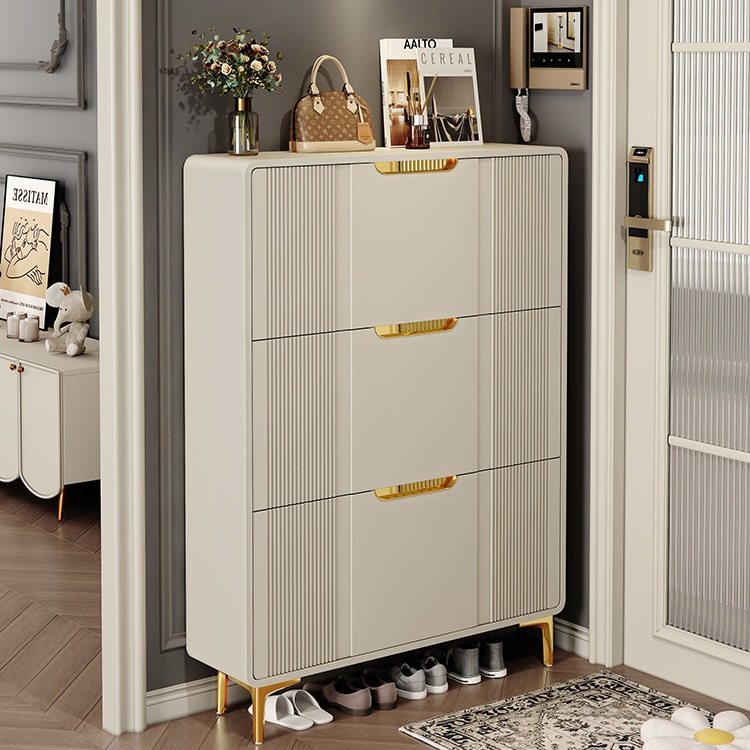 New Cream Style Tipping Shoe Cabinet for Home Entrance Door Entrance Cabinet Integrated Storage Simple Storage Small