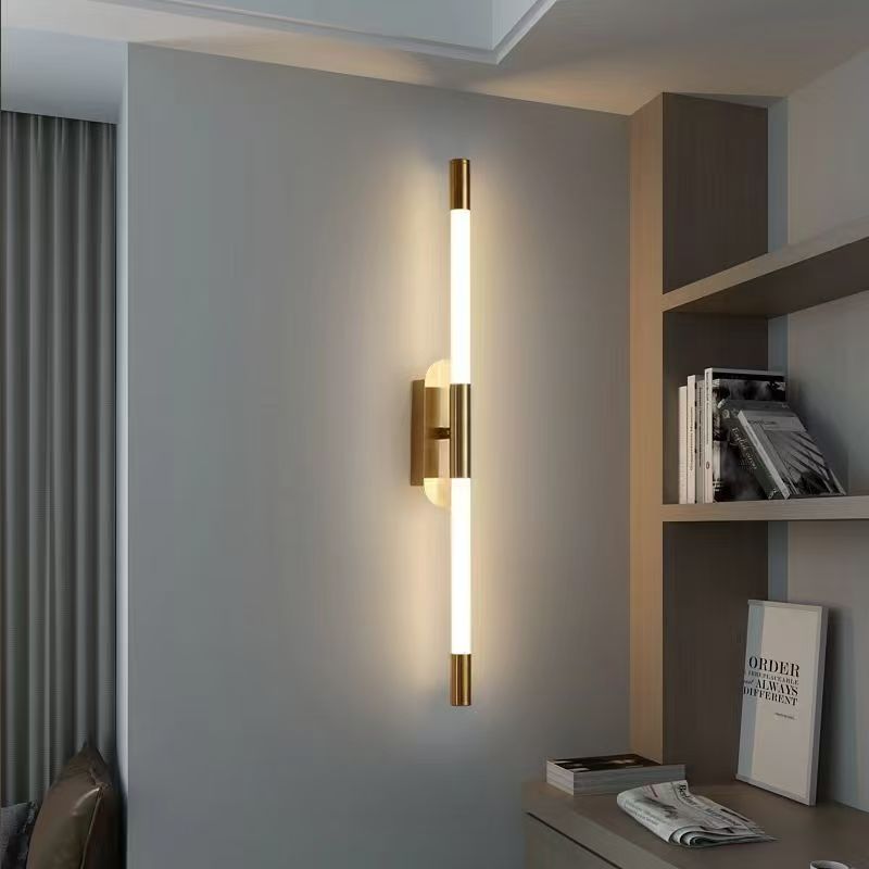 lámpara de pared larga minimalista lámpara de línea LED giratoria dormitorio cabezal de cama escalera sala de estar pared de fondo parrilla lámpara