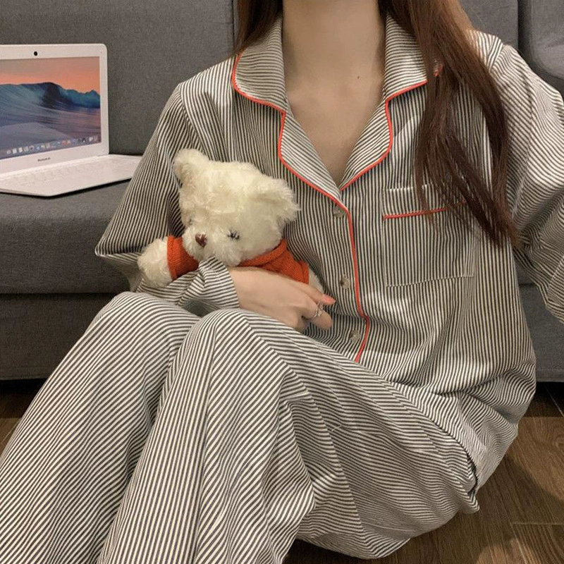 Autumn pijama, thin long-sleeve, set, oversize, internet celebrity