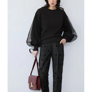 2024 new mesh sleeve pullover design sense sweater