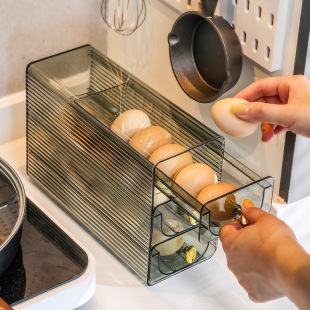 Double-layer Stowable Refrigerator Storage Box Egg Box Special Food PET Egg Storage Refrigerator Drawer Egg Rack