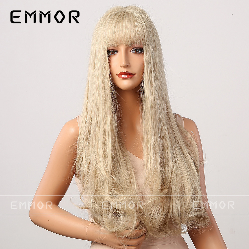 Nuevo estilo rojo en línea cola de pelo rizado Pelo Largo aire Bangs cremoso-blanco mullido natural cos europeo y americano estilo peluca conjunto para mujeres