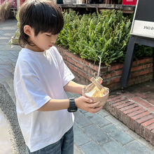 厂家直销，工厂发货！夏装新款男童休闲纯色短袖T恤中大童打底衫