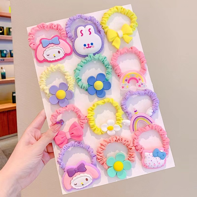 El pelo de los niños de estilo coreano lazo banda de goma banda de pelo del intestino grueso de la muchacha Linda cuerda de pelo bebé no hace daño pelo banda de pelo de alta elasticidad