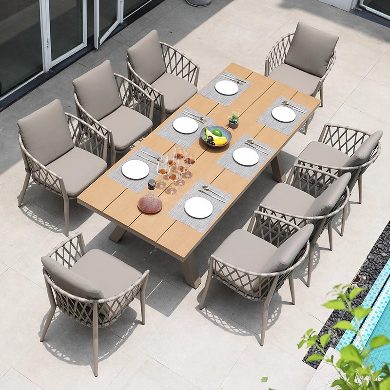 Mesas y sillas al aire libre nórdicas Patio Villa Patio Mesas y sillas Patio Al aire libre Jardín Terraza Ocio Mesas y sillas de ratán Combinación