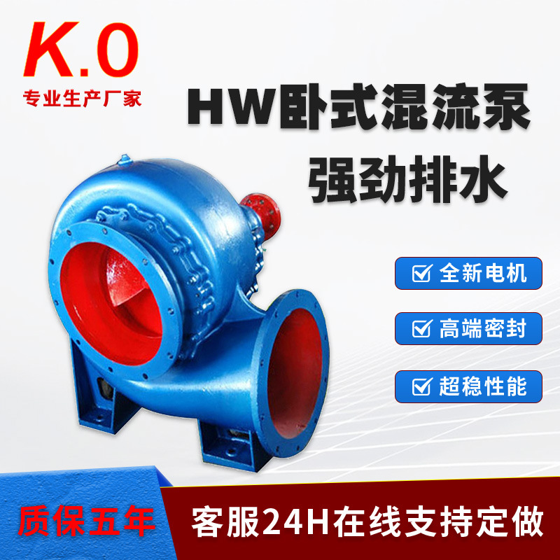 养殖抽水农用蜗壳混流泵鱼塘污水泵铸铁大流量卧式增压水泵混流泵