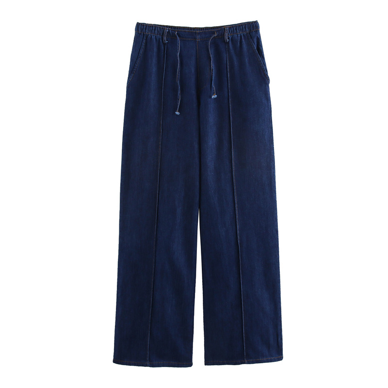 2025 Spring and Autumn Casual Women's Clothing Thread Decorated High Waist Loose Jeans Belted Jogging Trousers 2025 Spring and Autumn Casual Women's Clothing Thread Decorated High Waist Loose Jeans Belted Jogging Trousers