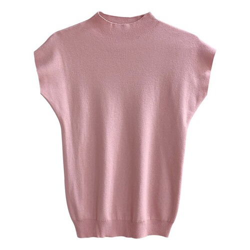 Core yarn spring and summer half-high collar basic top short-sleeve knitted top women's innerwear short batwing sleeve outerwear top