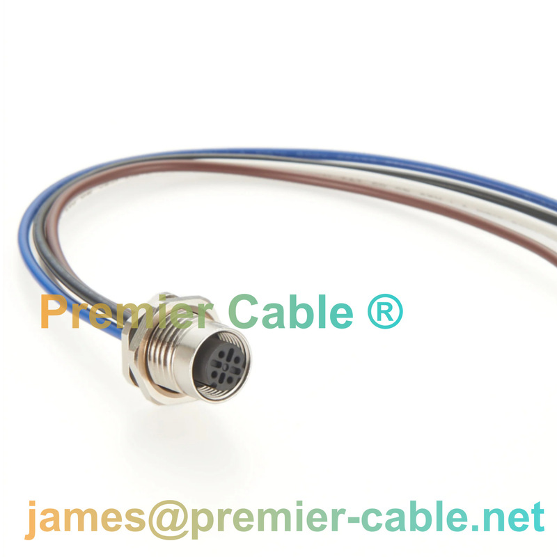M12 D-type 4-pin female panel mount connection cable, high-reliability protection for industrial Ethernet and sensors