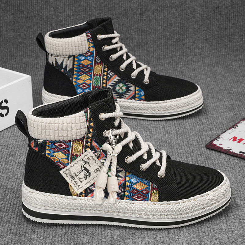 Otoño nuevos zapatos de panel de tela de fibra de alto impacto de moda personalidad de paja al aire libre zapatos deportivos casuales de hombre