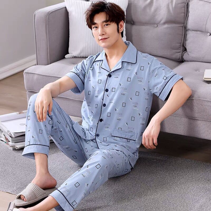 Pijamas de verano de los hombres 100% algodón pantalones de manga corta de verano Delgado homewear más traje de tamaño